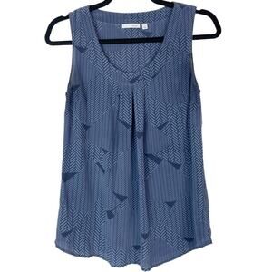 Halogen 100% Silk Sleeveless Tank Top Blue and Black Size S